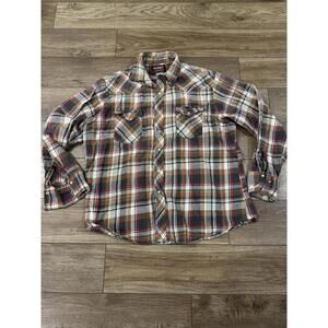 Vintage Wrangler Western Cowboy Snap Shirt Plaid 90s Y2K